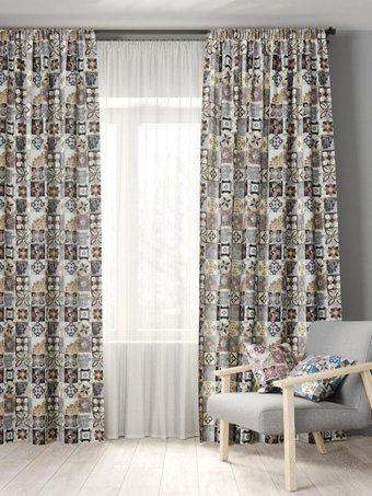 Комплект штор Loon Майолика 1.5x2.7 м (серый, 2 шт)