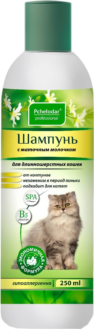 

Шампунь Pchelodar с маточным молочком для длинношерстных кошек (250 мл)