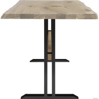 Кухонный стол Buro7 Двутавр 150 (с обзолом и сучками, дуб беленый/черный)