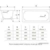 Ванна ОАО "ВИЗ" Tevro 170x70