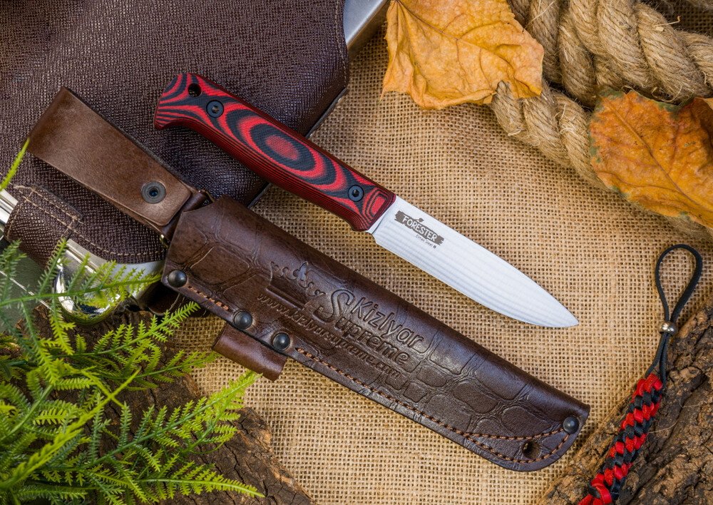 Нож Kizlyar Supreme Forester Elmax (Cryo) Satin Black-Red G10