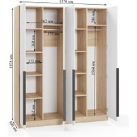 Шкаф распашной Soma Lord Black 160x200 (дуб сонома/белый)