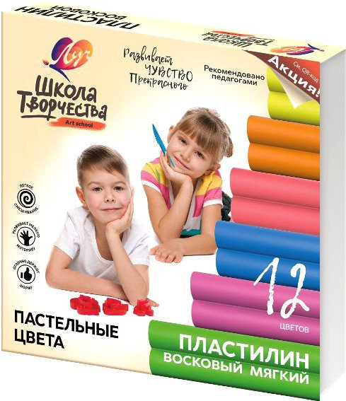 

Пластилин восковой Луч Школа творчества 29С 1771-08 (12 цв)