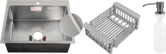 Кухонная мойка Schtoff Best Decor Silver 5550 + коландер KR-1 GREY + дозатор SD-1 GREY