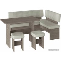 Обеденная группа Трия Дублин уголок (дуб сонома трюфель/кожзам светлый/ткань светлая)