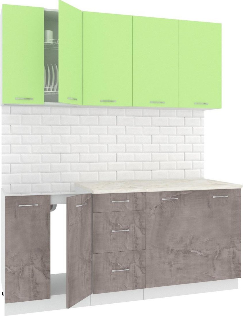 

Готовая кухня Кортекс-мебель Корнелия Лира 1.6м (зеленый/оникс/марсель)