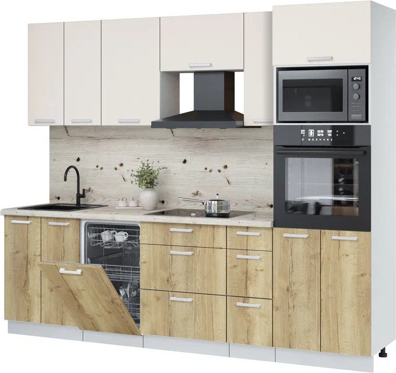 

Готовая кухня Интерлиния Мила Лайт 2.55-ПМ3 (персидский жемчуг/дуб золотой/бискайская сосна)