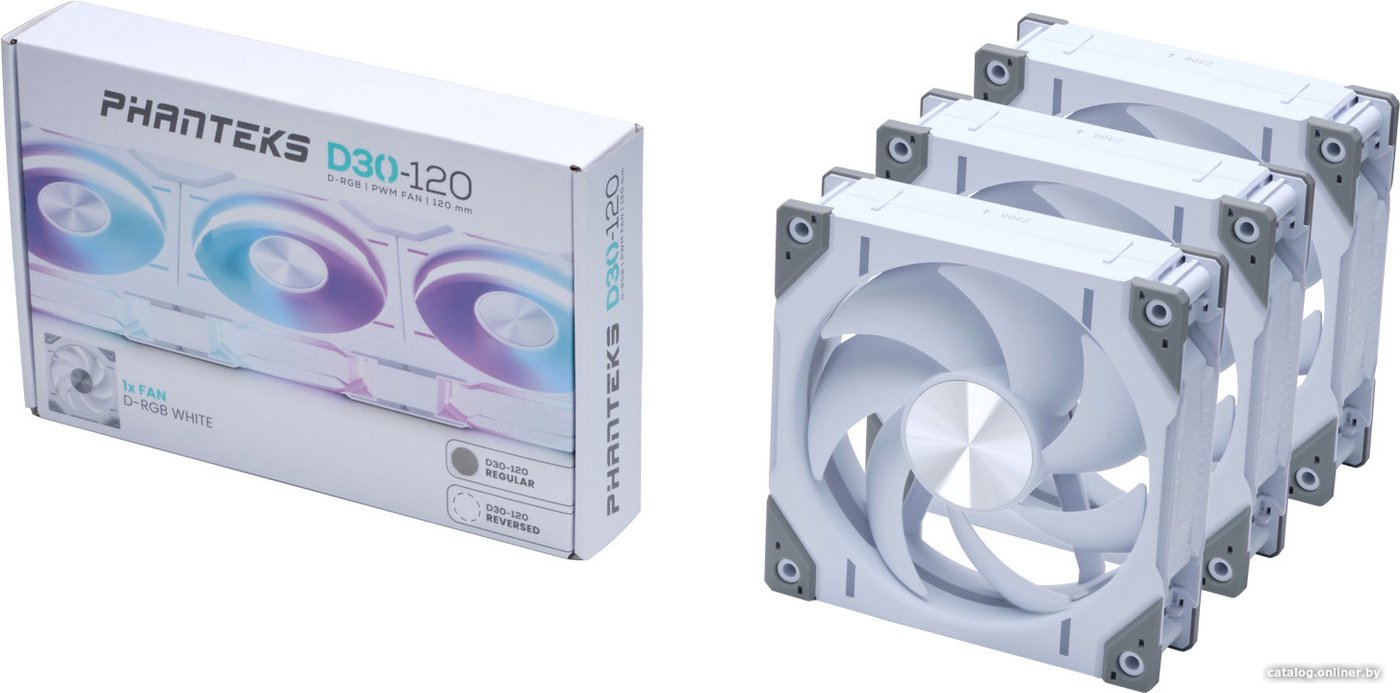 Комплект вентиляторов для корпуса Phanteks D30-120 D-RGB Regular White Triple PH-F120D30_DRGB_PWM_WT01_3P