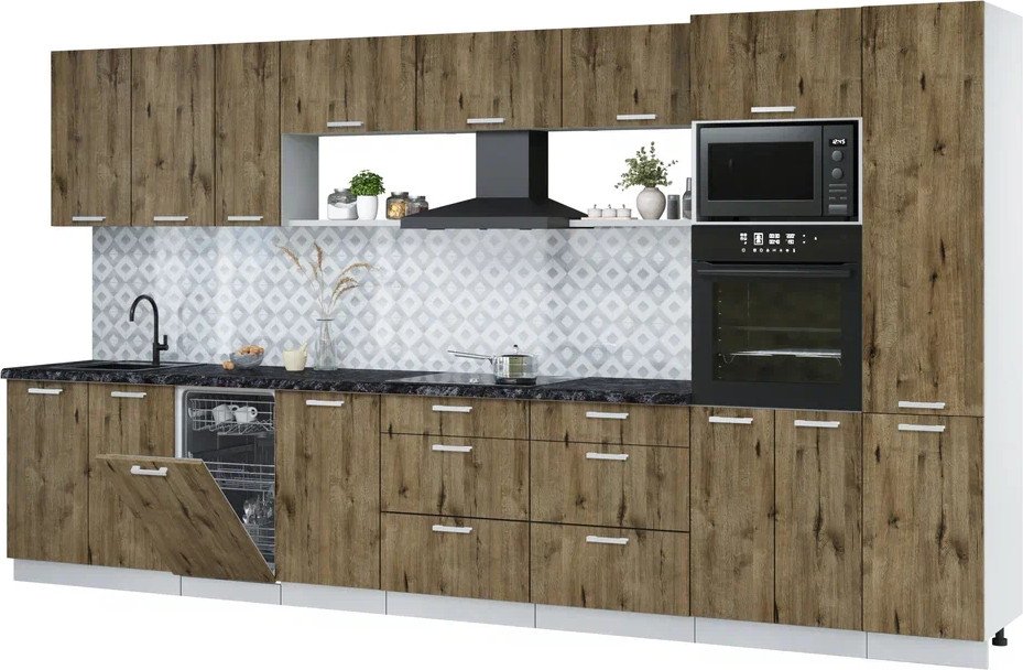 

Готовая кухня Интерлиния Мила Лайт 3.9-ПМ3 (дуб веллингтон/дуб веллингтон/кастилло темный)