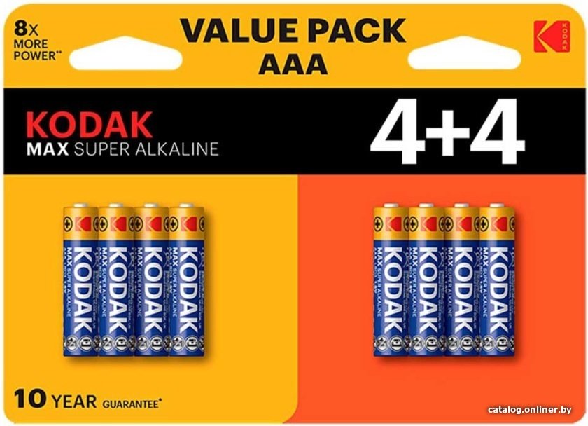 Батарейка Kodak Max super alkaline AAA LR03 4+4BL (8 шт)