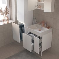  Lauter Шкаф-пенал для ванной Mia 40 с корзиной для белья (навесной, белый глянец)