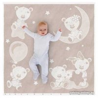 Полотенце Нордтекс Облачко Дружба мишек МХ42 100x100 (бежевый тауп/белый)