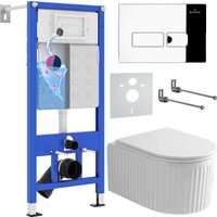 Унитаз подвесной Roxen Royal Matt в комплекте с инсталляцией StounFix Dual Fresh 6 в 1 968213 (кнопка: хром глянцевый)