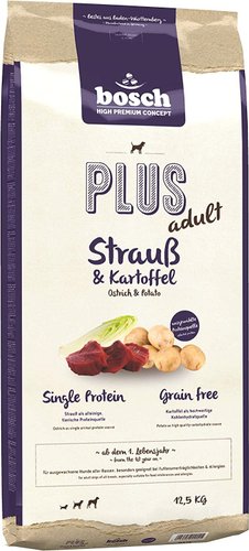 Сухой корм для собак Bosch Plus Strauss & Kartoffel (Страус с Картофелем) 12.5 кг