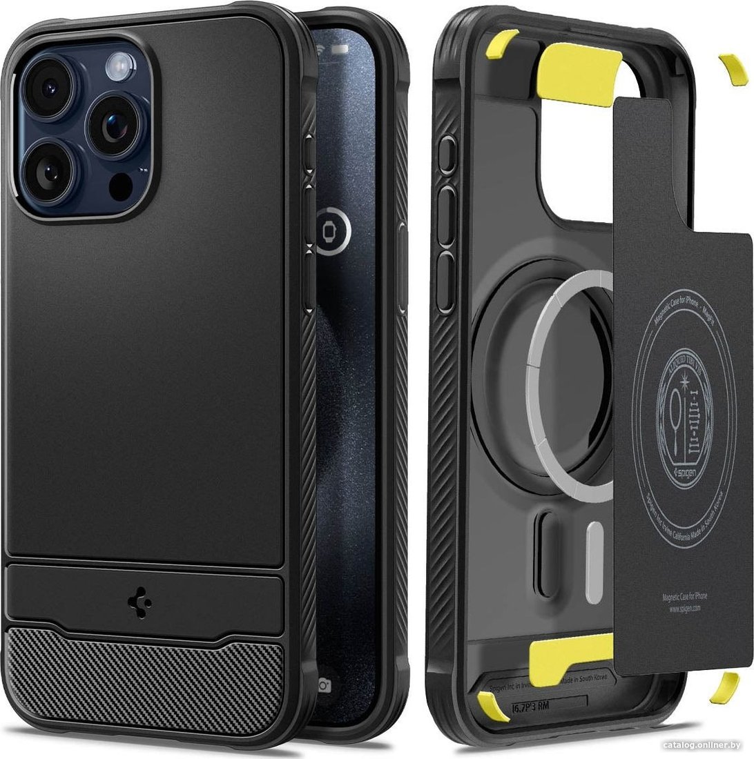 Чехол для телефона Spigen Rugged Armor (MagFit) для iPhone 15 Pro Max ACS06561 (черный)
