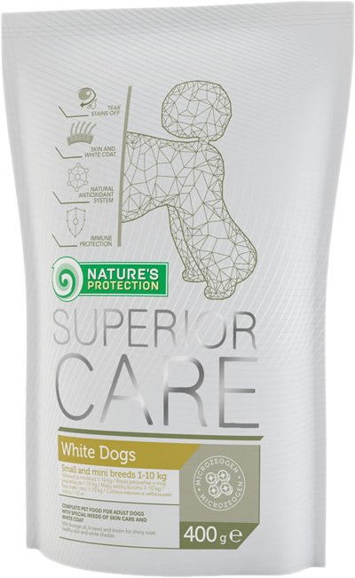 

Сухой корм для собак Nature's Protection Superior Care White Dogs Small & Mini Breeds (для ухода за шерстью белых собак) 0.4 кг