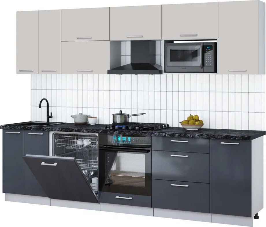 

Готовая кухня Интерлиния Мила Gloss 2.8-ПМ2 (асфальт глянец/кашемир/кастилло темный)