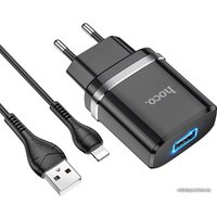 Сетевое зарядное Hoco N1 Lightning (черный)