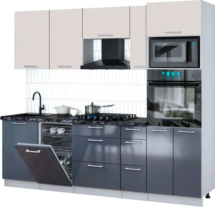 

Готовая кухня Интерлиния Мила Gloss 2.45-ПМ3 (асфальт глянец/кашемир/кастилло темный)