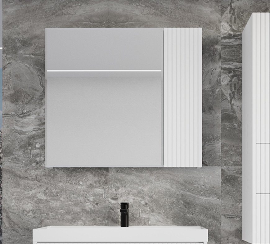 

Symbolite Шкаф с зеркалом для ванной Стокгольм 80 (белый рифленый софт)