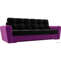 Диван Лига диванов Амстердам 100037 (микровельвет, черный/фиолетовый)