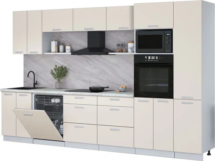 

Готовая кухня Интерлиния Мила Лайт 3.4-ПМ1 (персидский жемчуг/персидский жемчуг/серый каспий)