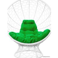 Кресло M-Group Кокос на подставке 11590104 (белый ротанг/зеленая подушка)