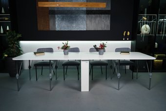 Stoloff Мечта 2960x850 (белый, опоры складные, углы закругленные с роликами и ручками)