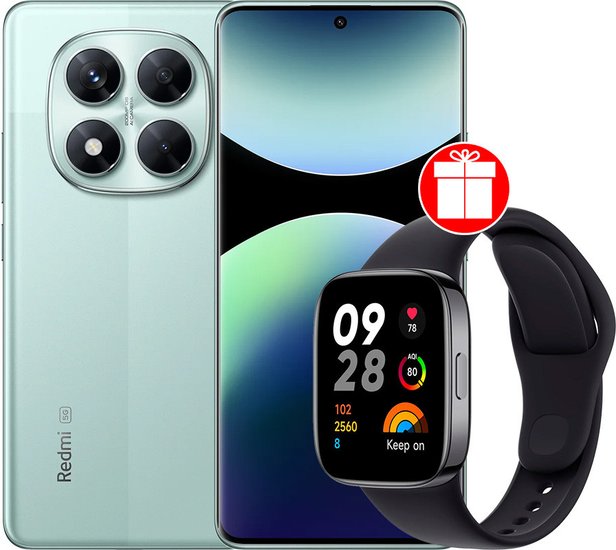 Xiaomi Redmi Note 14 Pro 5G 12GB/256GB wersja międzynarodowa (zielony) + smartwatch Xiaomi Redmi Watch 3 (czarny) w promocji
