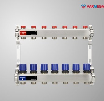 Запорная арматура Varmega Коллекторная группа для отопления ВР 1", на 5 контуров 3/4" EK VM15505
