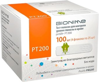 Тест-полоски Bionime PТ 200 (100 шт)
