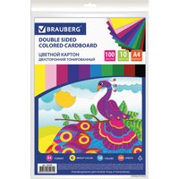 Набор цветного картона BRAUBERG Тонированный в массе 124745 (10 л, 100 л)