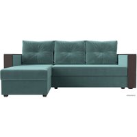 Угловой диван Лига диванов Валенсия Лайт левый (велюр, бирюзовый)