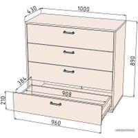 Комод Интерлиния SC-4Ш (дуб золотой-белый платинум)
