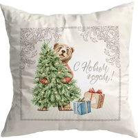 Декоративная подушка Listelle Новогодняя шкатулка мишка с елкой 812701/2