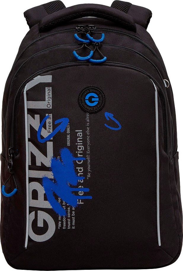 

Школьный рюкзак Grizzly RB-452-3f (черный/синий)