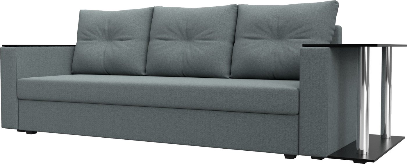 

Диван Лига диванов Атланта со столом справа 126162 (рогожка амур серый)