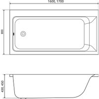 Ванна Lauter Seraphina 170x80 2112170L (с ножками и сифоном 21Y32001 матовый черный) в Бобруйске