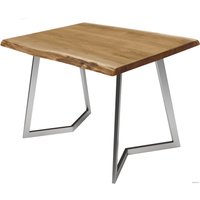 Кухонный стол Buro7 Уиллис 120 (с обзолом, дуб натуральный/серебро)