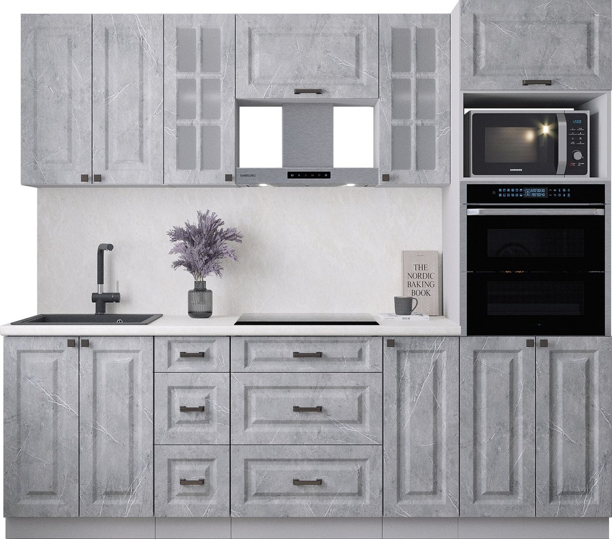 

Готовая кухня Интерлиния Мила Деко 2.4 (керамика/керамика/опал светлый)