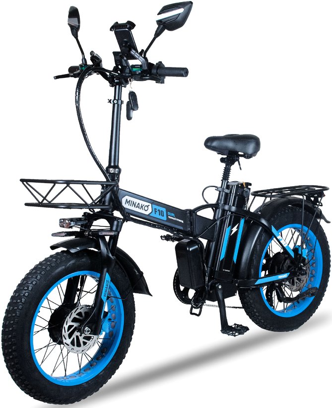 

Электровелосипед Minako F10 Dual PRO 2025 (черный/синий)
