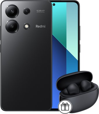Xiaomi Redmi Note 13 8GB/256GB с NFC международная версия (полуночный черный) и Xiaomi Redmi Buds 4 Active (черный) по акции