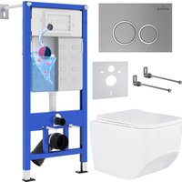 Унитаз подвесной Roxen Boro One Rimless 6 в 1 StounFix Dual Fresh 532055 (кнопка: матовая)