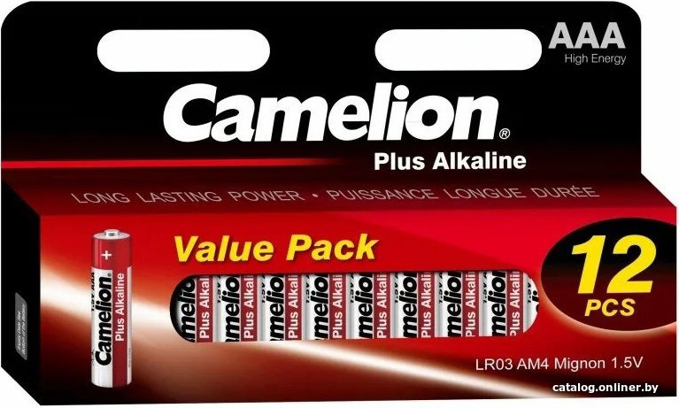 Батарейка Camelion LR03 Plus Alkaline Block-12 LR03-HP12