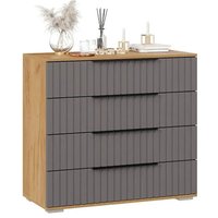 Комод Трия Хилтон 4 ящика (дуб крафт золотой/графит матовый)