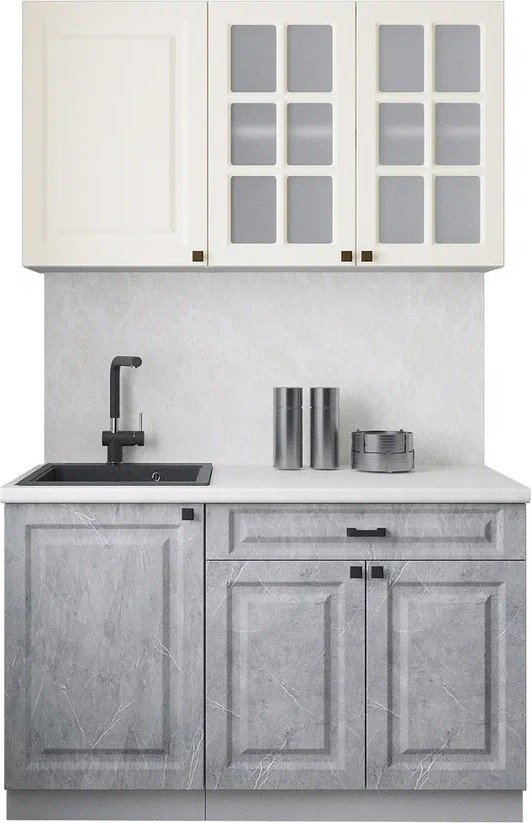 

Готовая кухня Интерлиния Мила Деко 1.3А (керамика/белый/опал светлый)