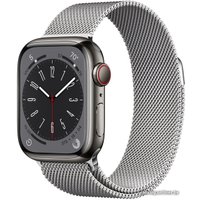 Умные часы Apple Watch Series 8 LTE 41 мм (корпус из нержавеющей стали, графит/миланский серебристый)