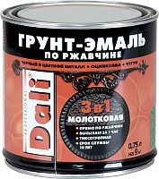 Эмаль Dali Молотковая по ржавчине 3 в 1 0.75 л (серый)