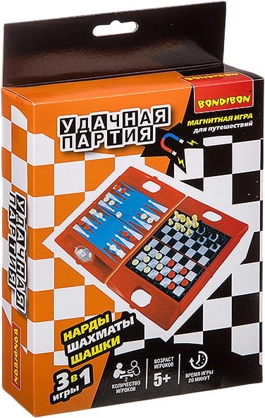 

Шахматы/шашки/нарды Bondibon Удачная партия 3в1 ВВ3482