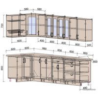 Готовая кухня Интерлиния Мила Крафт 1.2x3.0 (дуб лазурный)